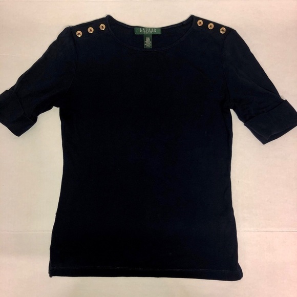 Lauren Ralph Lauren Tops - Ralph Lauren Navy Half Sleeve Top